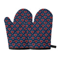 Heart Knitted Pattern Print Oven Mitts