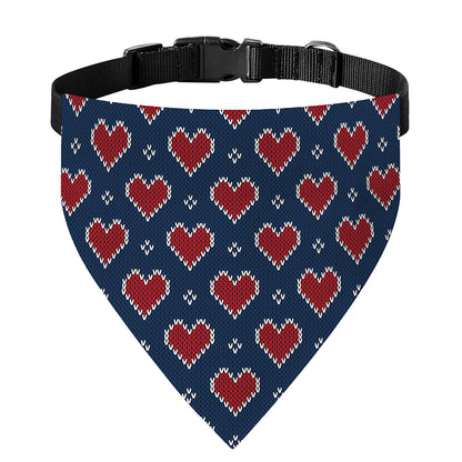 Heart Knitted Pattern Print Over The Collar Dog Bandana