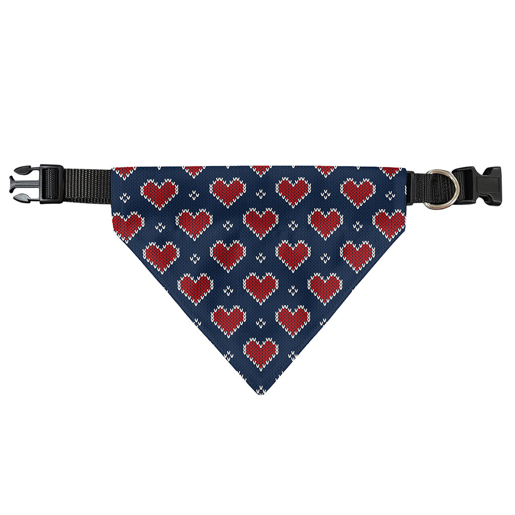Heart Knitted Pattern Print Over The Collar Dog Bandana