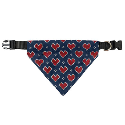 Heart Knitted Pattern Print Over The Collar Dog Bandana