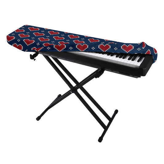 Heart Knitted Pattern Print Piano Keyboard Cover