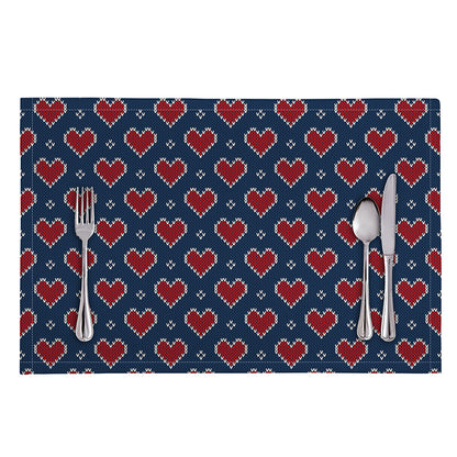 Heart Knitted Pattern Print Placemat