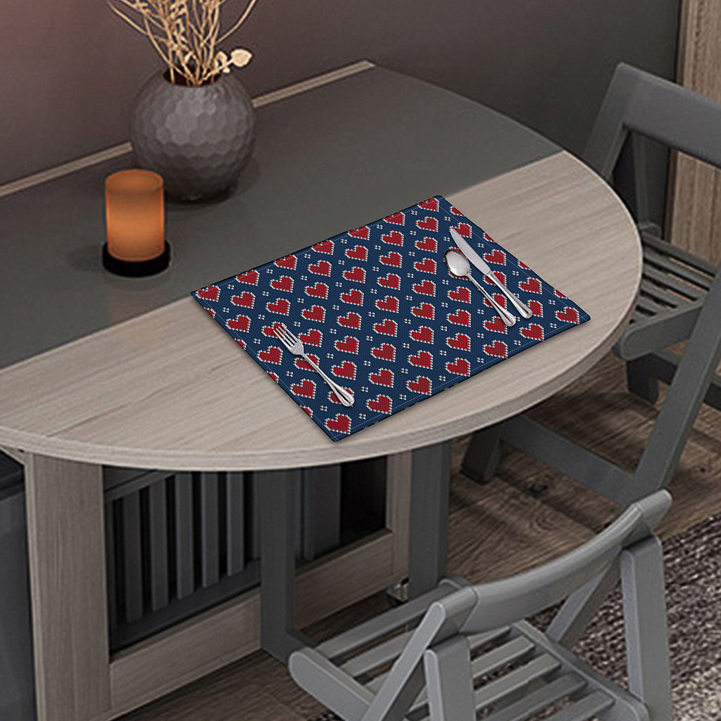 Heart Knitted Pattern Print Placemat