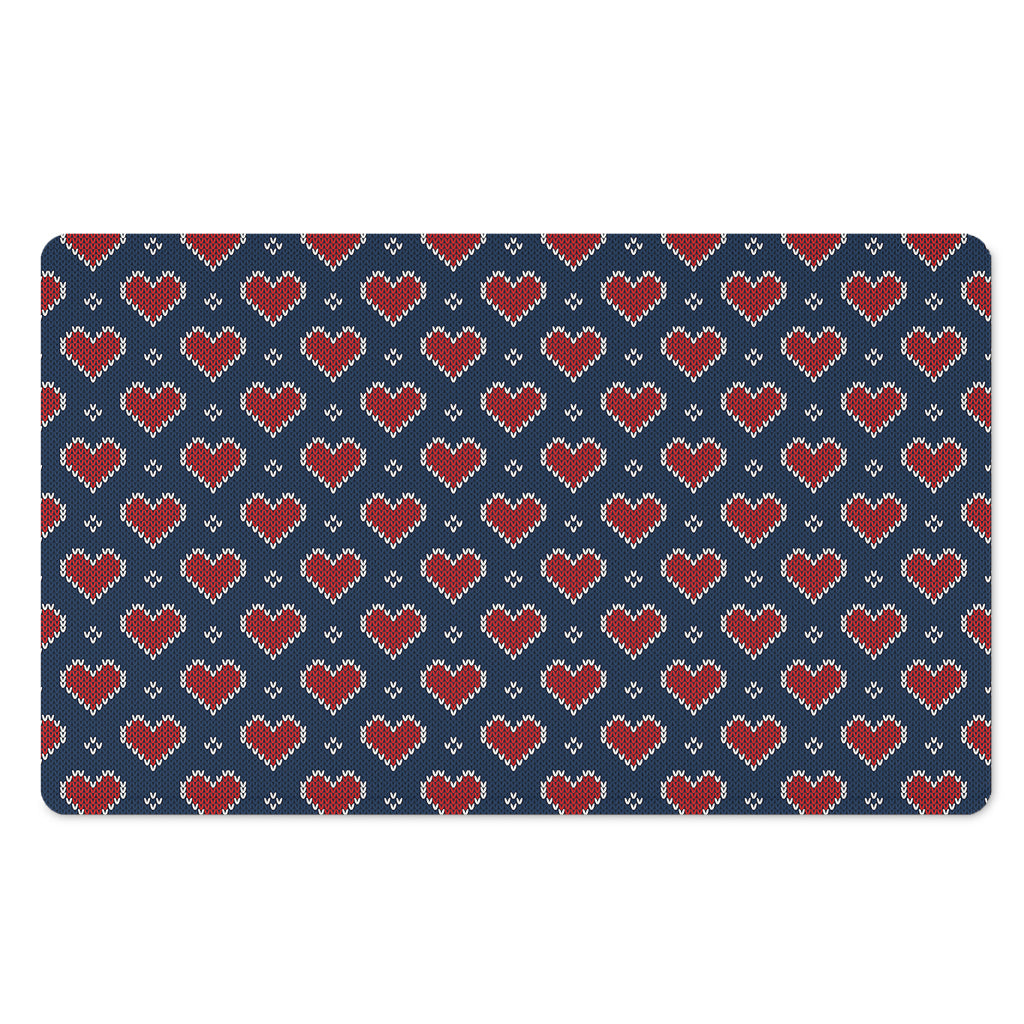 Heart Knitted Pattern Print Polyester Doormat
