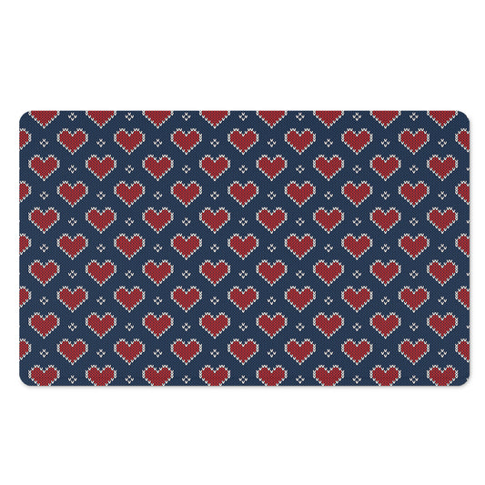 Heart Knitted Pattern Print Polyester Doormat