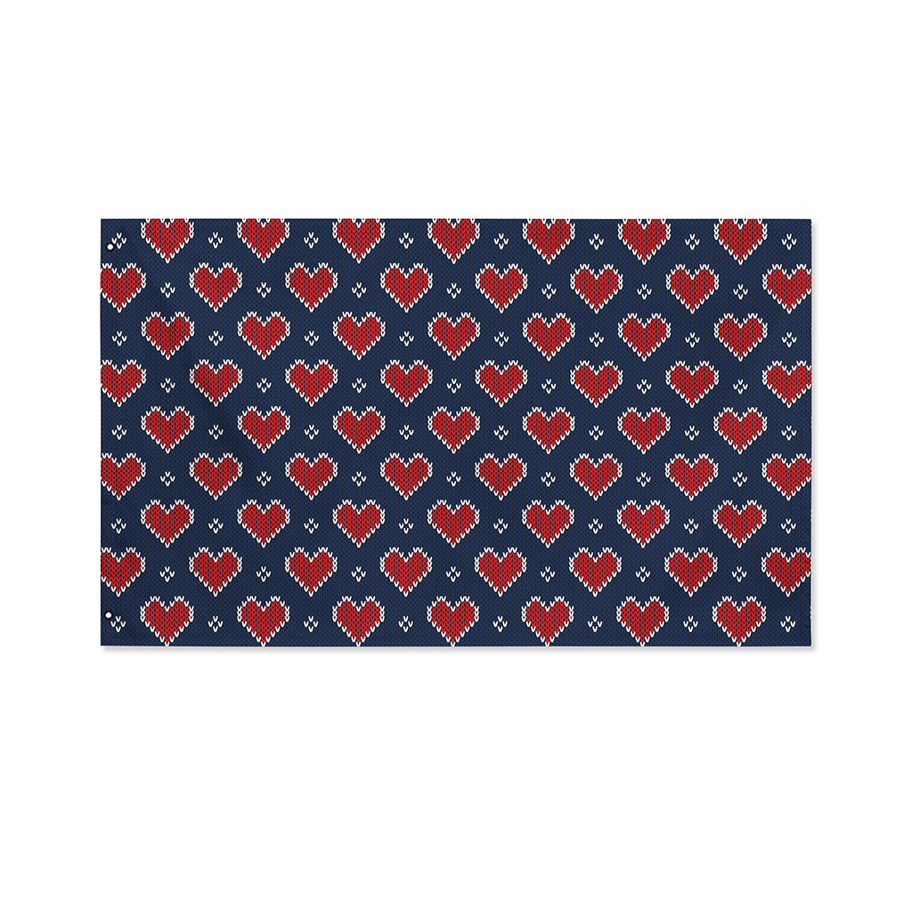 Heart Knitted Pattern Print Polyester Flag