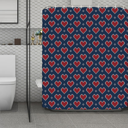 Heart Knitted Pattern Print Polyester Shower Curtain