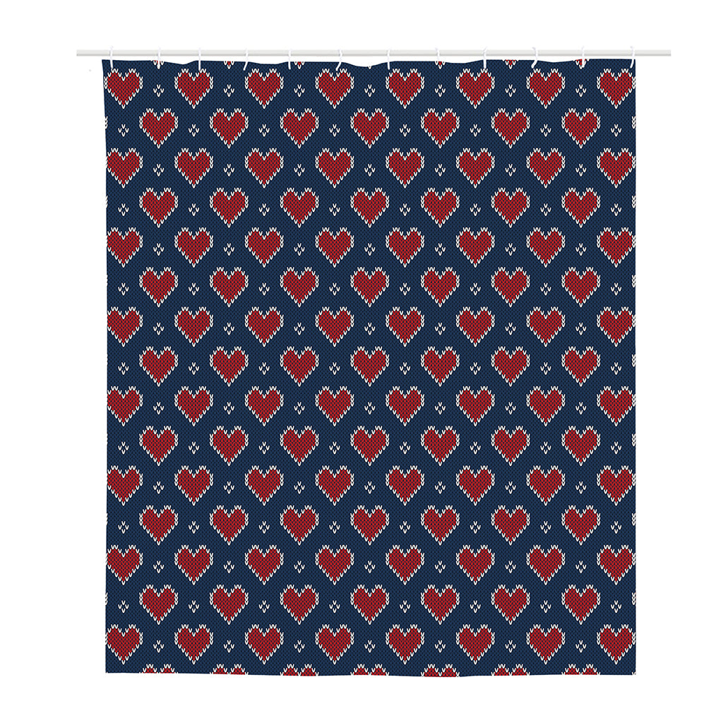 Heart Knitted Pattern Print Polyester Shower Curtain