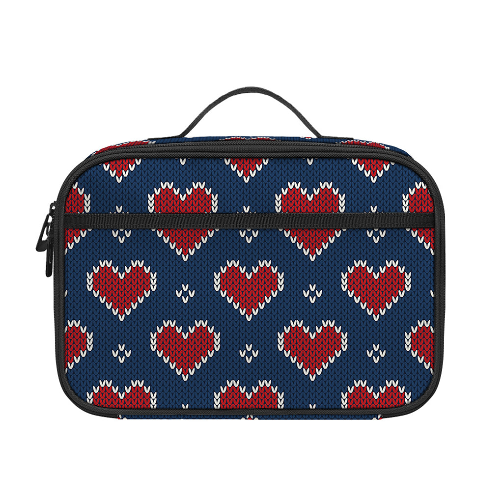 Heart Knitted Pattern Print Portable Lunch Bag