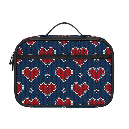 Heart Knitted Pattern Print Portable Lunch Bag