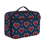 Heart Knitted Pattern Print Portable Lunch Bag