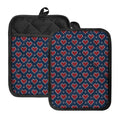Heart Knitted Pattern Print Pot Holders With Pocket