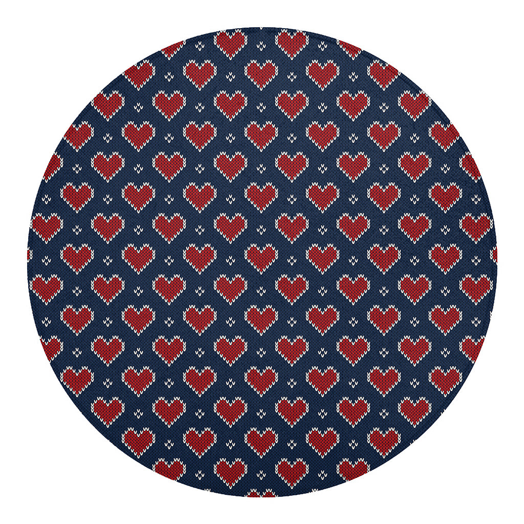 Heart Knitted Pattern Print Round Blanket