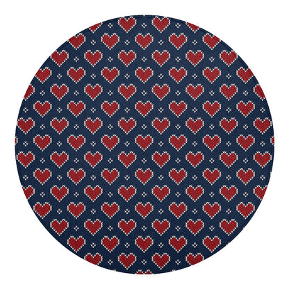 Heart Knitted Pattern Print Round Blanket