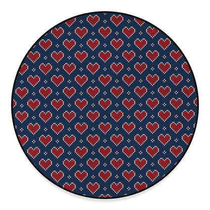 Heart Knitted Pattern Print Round Floor Mat