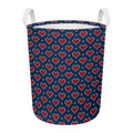 Heart Knitted Pattern Print Round Laundry Basket