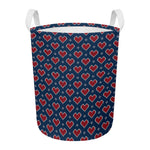 Heart Knitted Pattern Print Round Laundry Basket