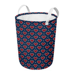Heart Knitted Pattern Print Round Laundry Basket