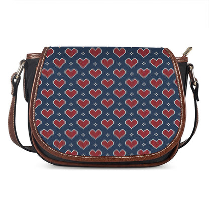 Heart Knitted Pattern Print Saddle Bag