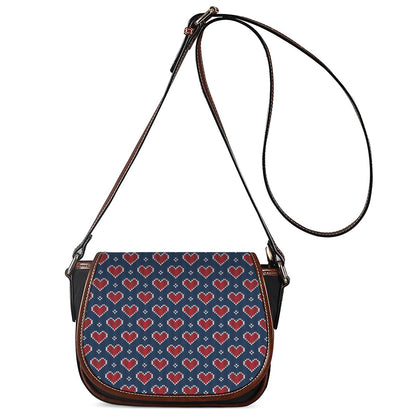 Heart Knitted Pattern Print Saddle Bag