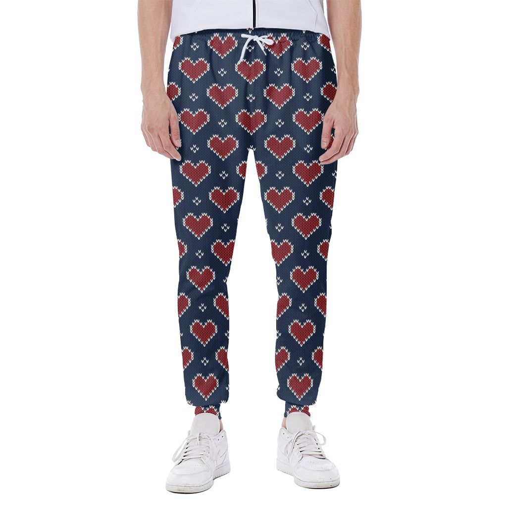 Heart Knitted Pattern Print Scuba Joggers