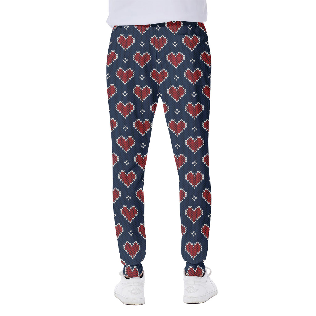 Heart Knitted Pattern Print Scuba Joggers