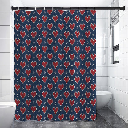 Heart Knitted Pattern Print Shower Curtain
