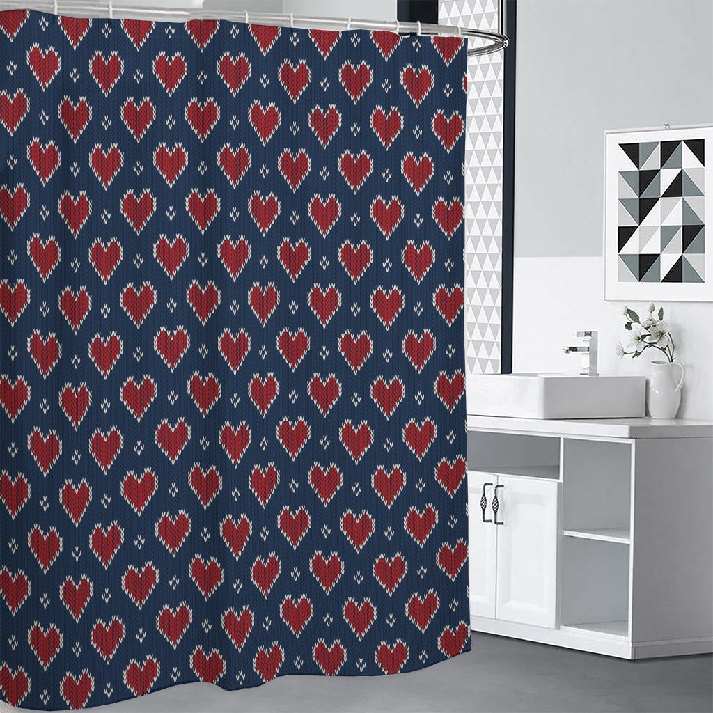 Heart Knitted Pattern Print Shower Curtain