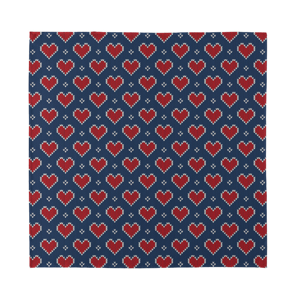 Heart Knitted Pattern Print Silk Bandana