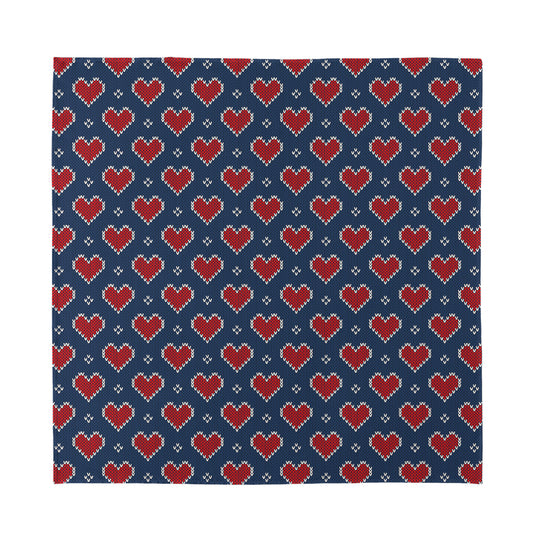 Heart Knitted Pattern Print Silk Bandana