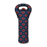 Heart Knitted Pattern Print Single Neoprene Wine Tote