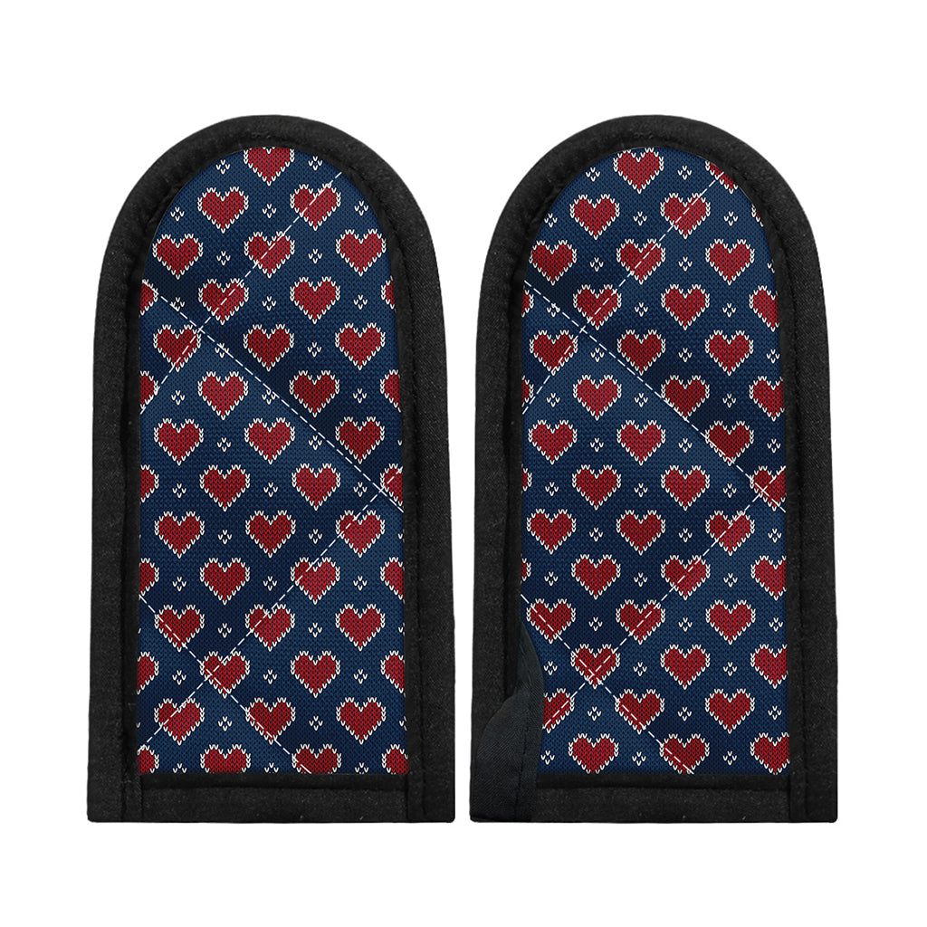 Heart Knitted Pattern Print Skillet Handle Cover