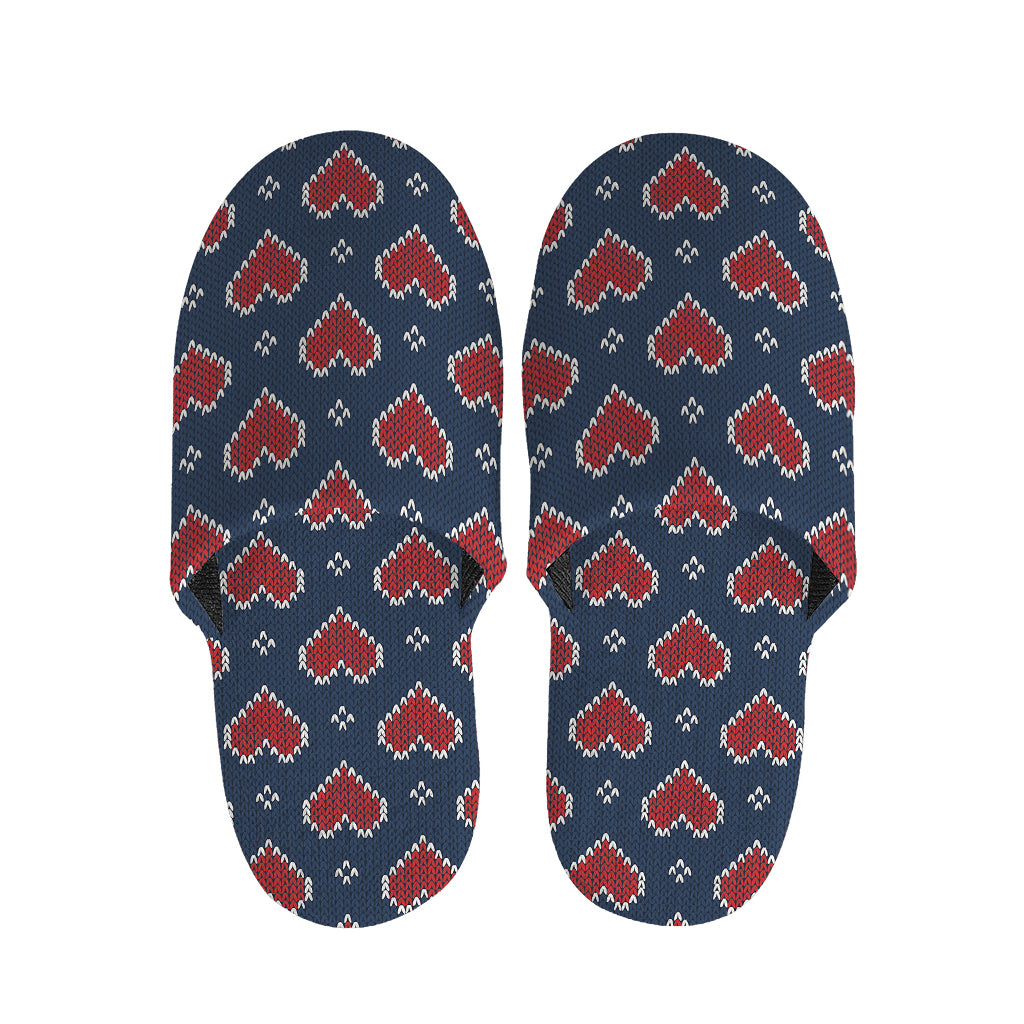 Heart Knitted Pattern Print Slippers