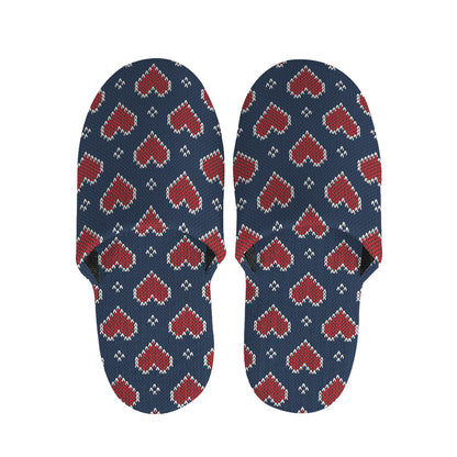 Heart Knitted Pattern Print Slippers