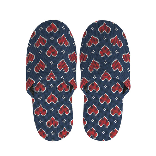 Heart Knitted Pattern Print Slippers