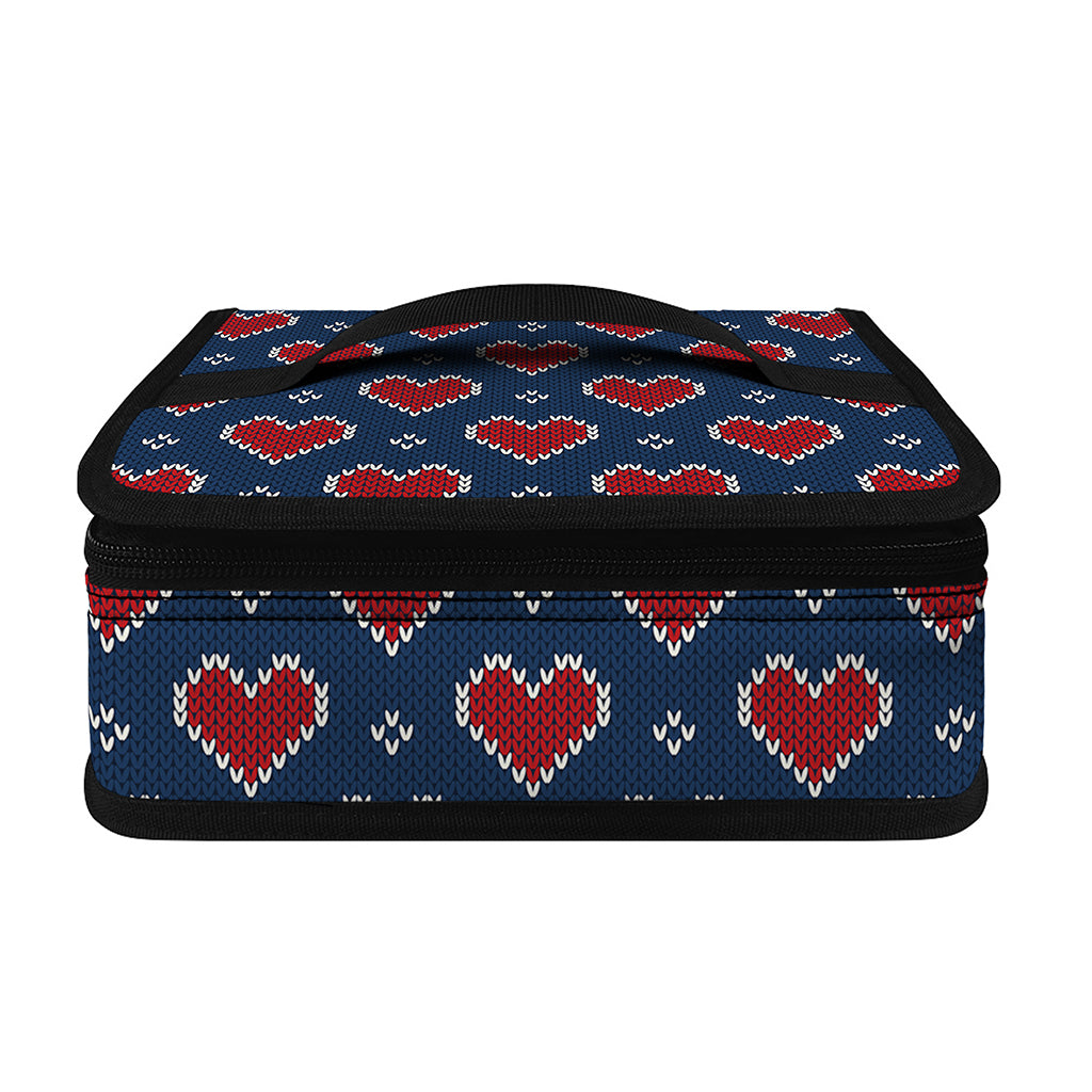 Heart Knitted Pattern Print Small Lunch Bag