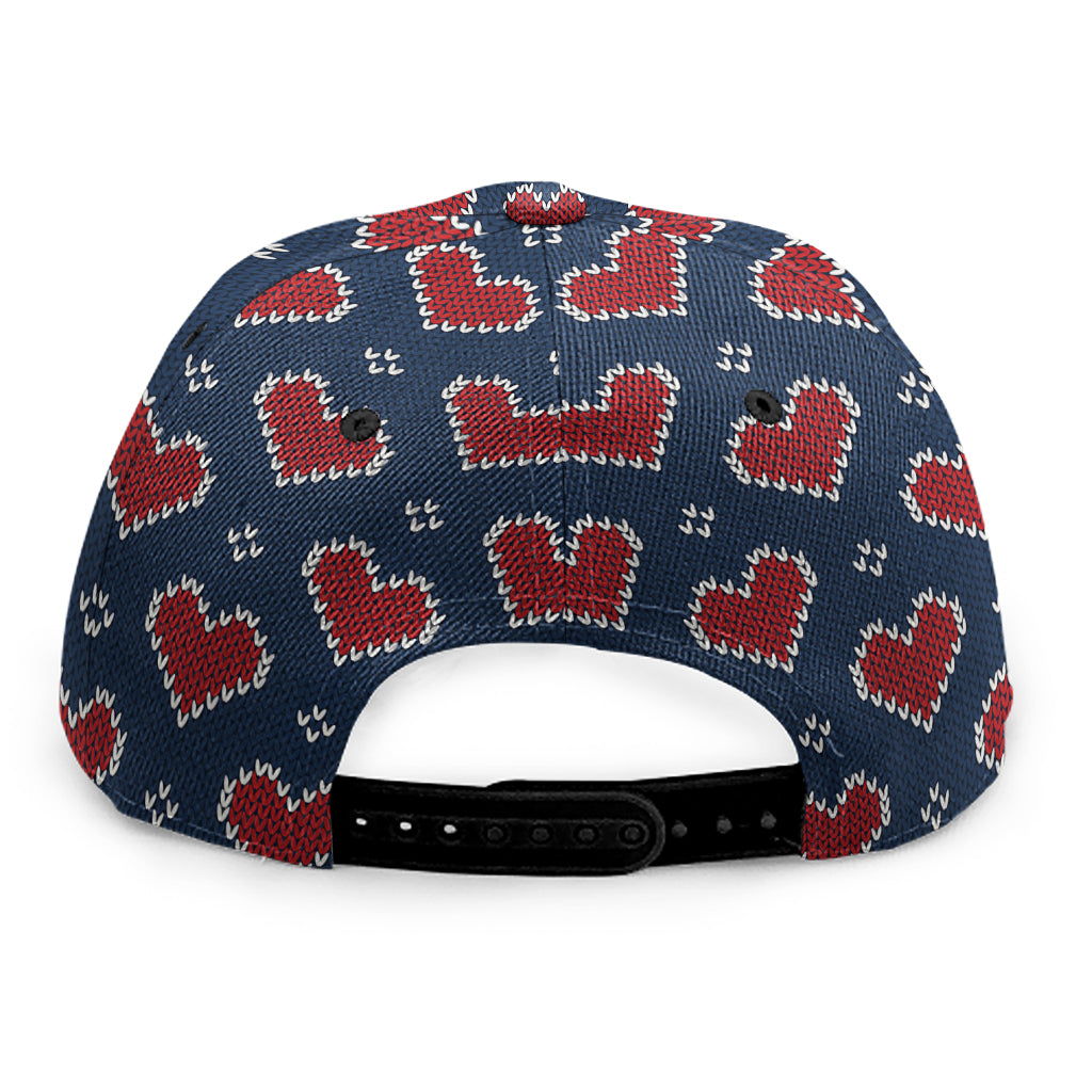 Heart Knitted Pattern Print Snapback Cap