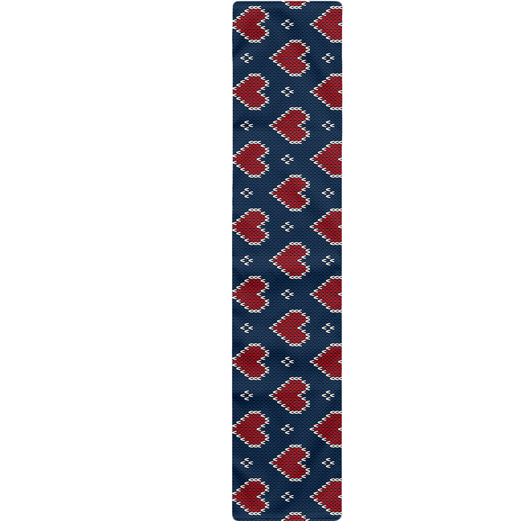 Heart Knitted Pattern Print Table Runner