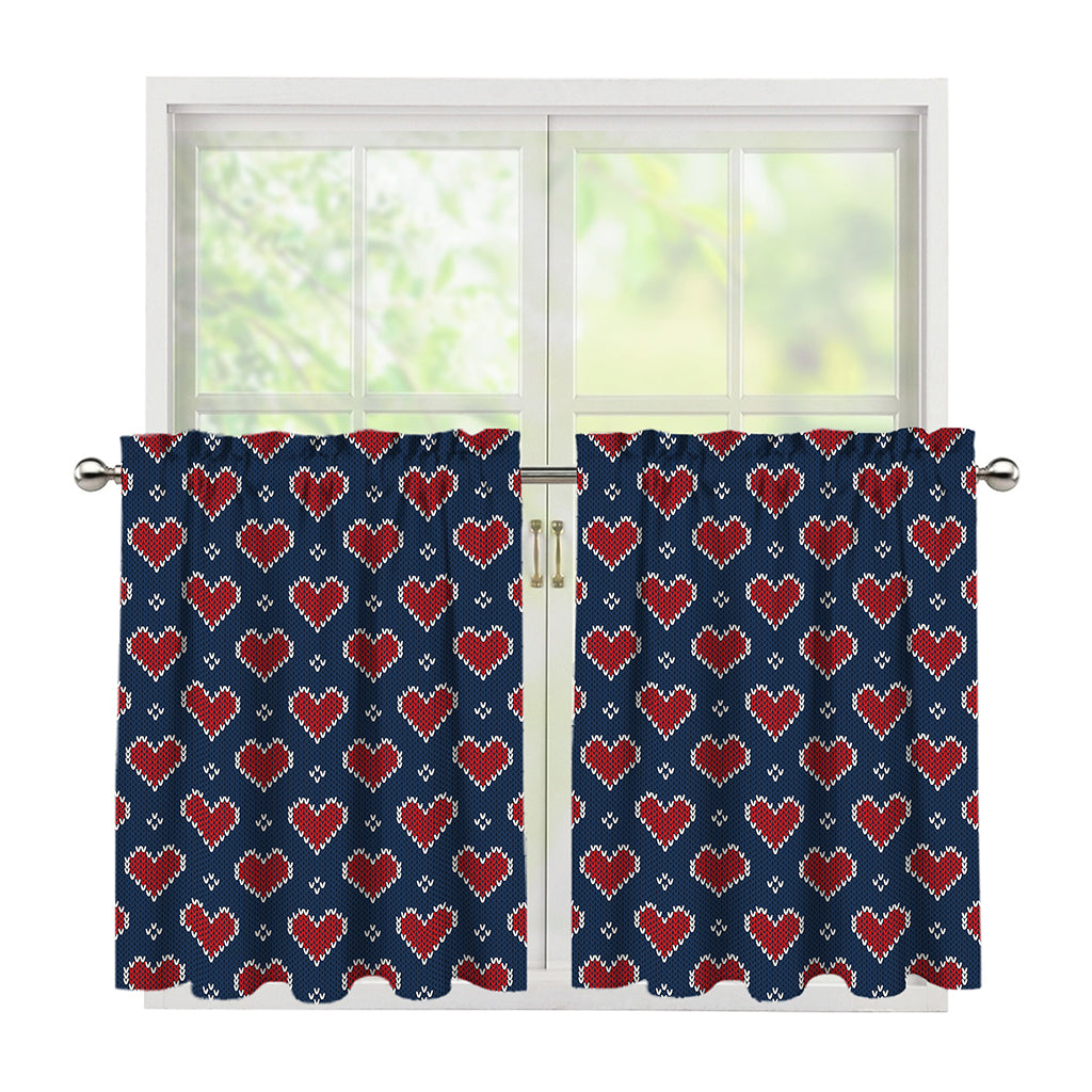 Heart Knitted Pattern Print Tier Curtains