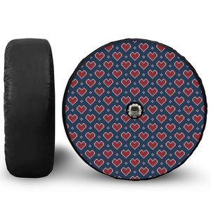 Heart Knitted Pattern Print Tire Cover With Camera Hole