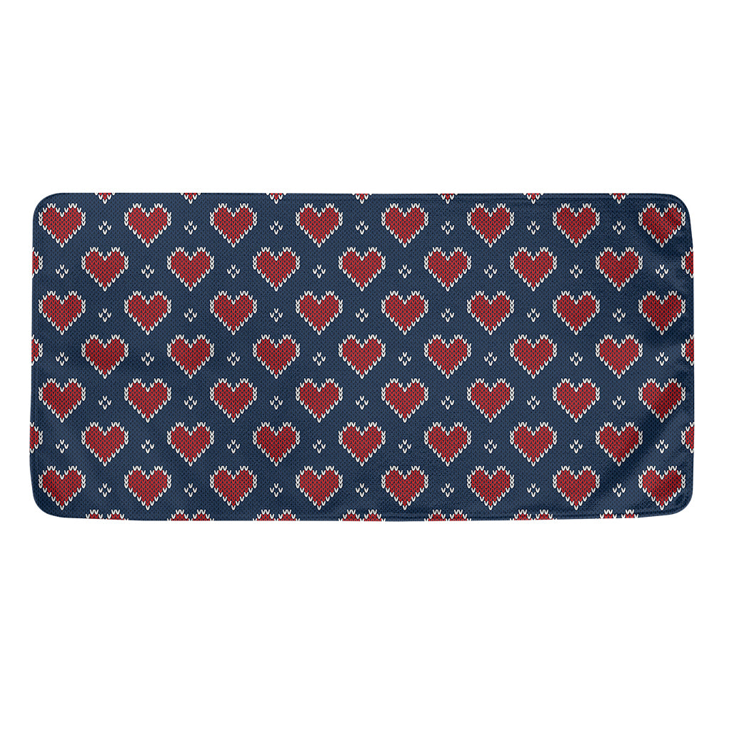 Heart Knitted Pattern Print Towel