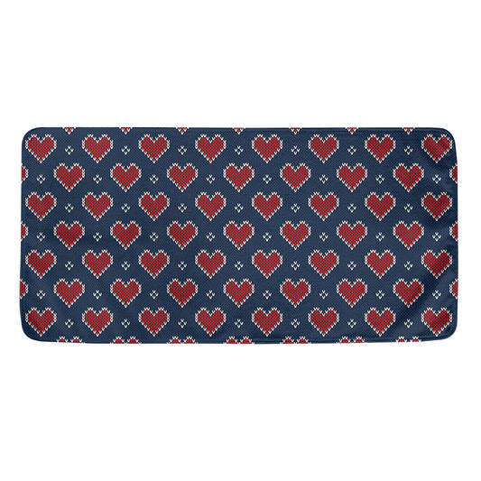 Heart Knitted Pattern Print Towel