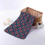 Heart Knitted Pattern Print Towel
