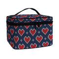 Heart Knitted Pattern Print Travel Makeup Bag