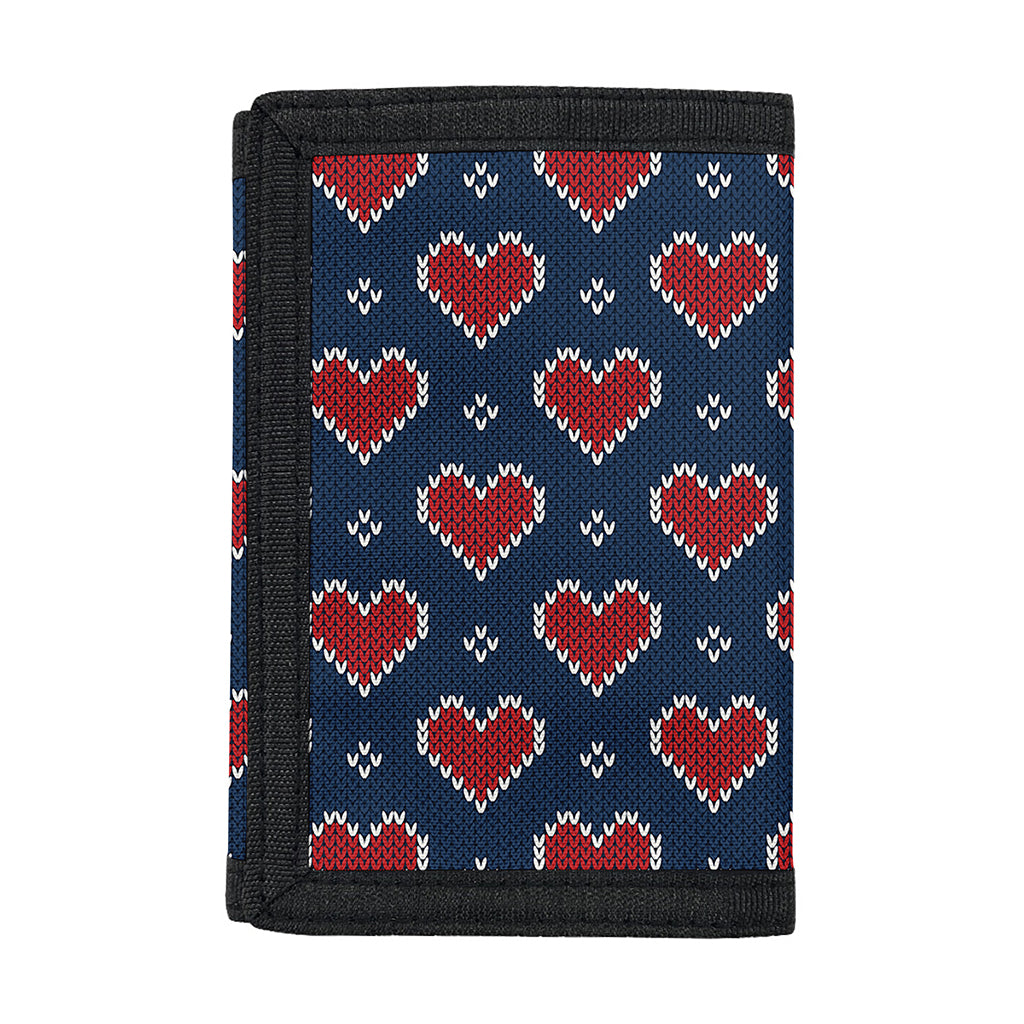 Heart Knitted Pattern Print Trifold Wallet