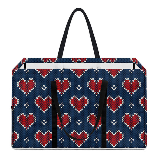 Heart Knitted Pattern Print Utility Tote Bag