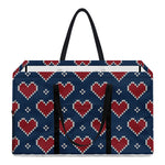 Heart Knitted Pattern Print Utility Tote Bag