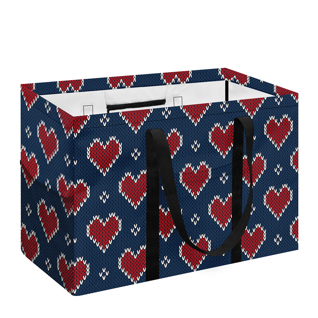 Heart Knitted Pattern Print Utility Tote Bag