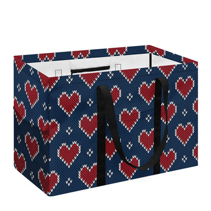 Heart Knitted Pattern Print Utility Tote Bag