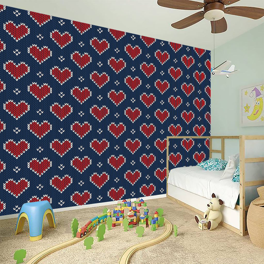 Heart Knitted Pattern Print Wall Sticker